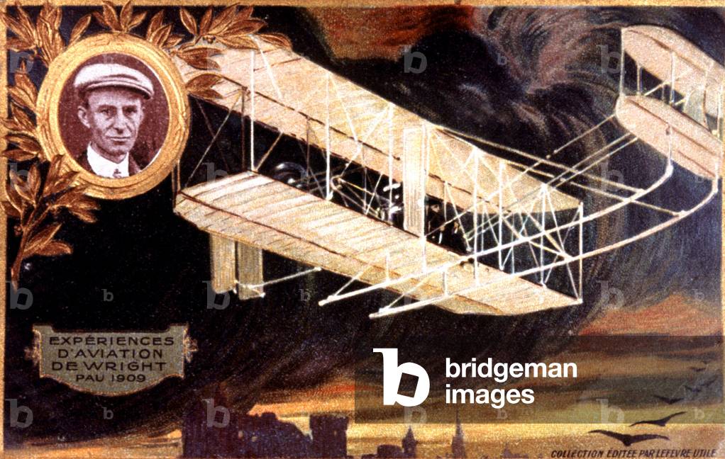 Wright brothers' experiment in Pau, 1909 (illustration)