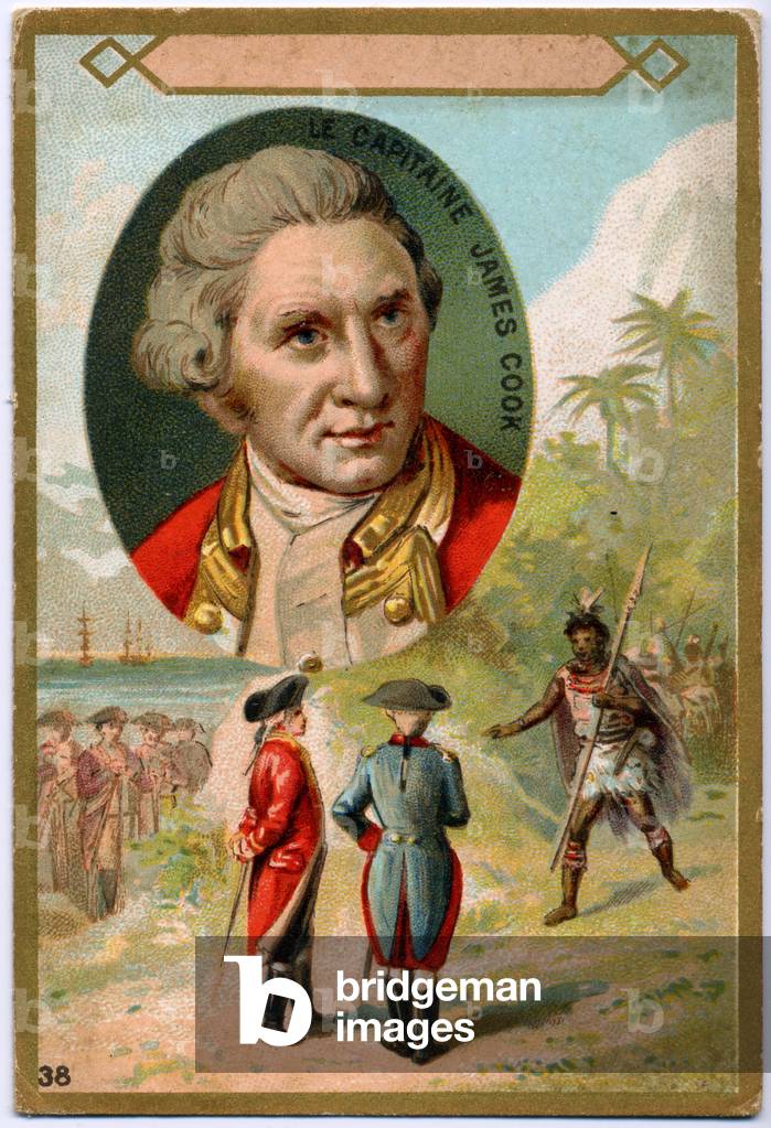 The british explorer James Cook at Tahiti, c.1768.  c.1900 (chromo)