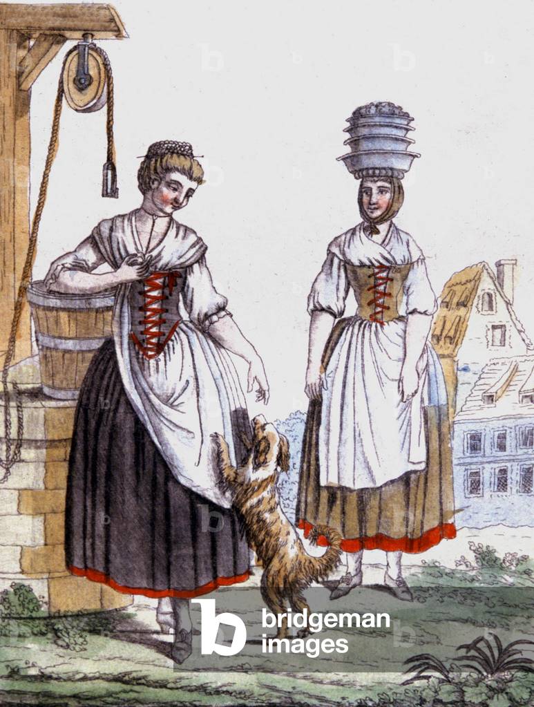Maids from Strasbourg, 1810 (engraving)