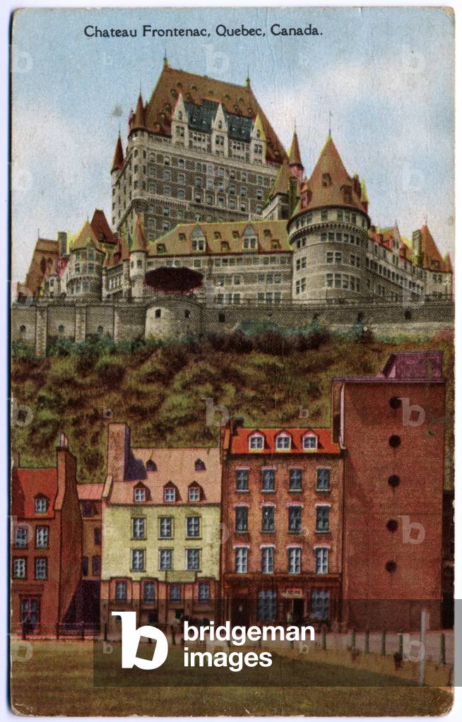 Geography. Canada. The Chateau Frontenac grand hotel in Quebec City. Postcard, Canada, c.1920 (postcard)
