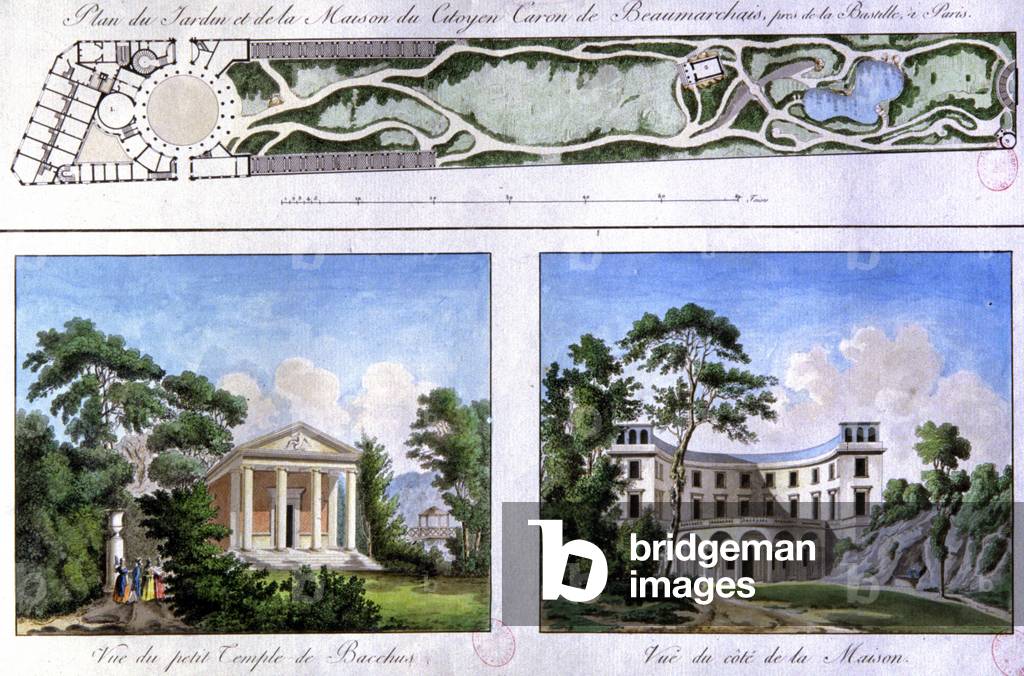 The house of Beaumarchais, c.1790-94 (litho)