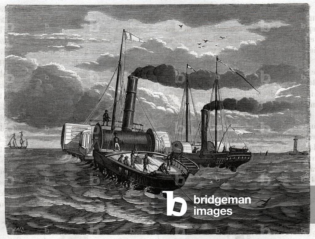 Cable telegraphique sous marin. Telegraphic undersea cable.