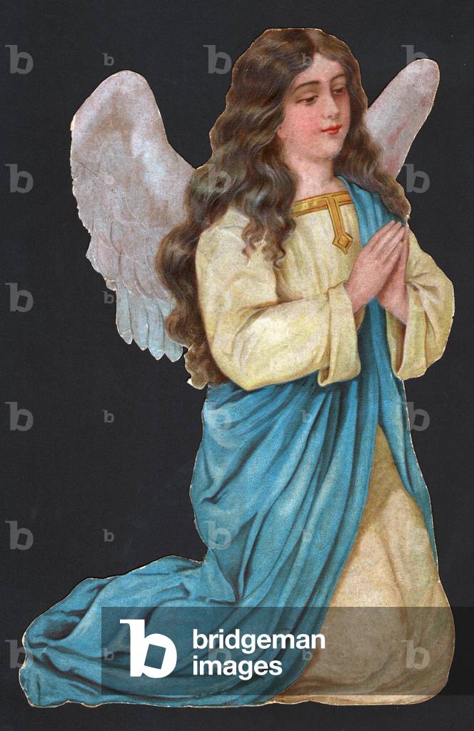 Angel praying. (Engraving, circa 1900)