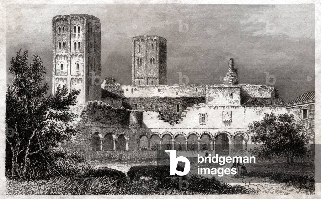 Saint Michael of Cuxa. (engraving, ca. 1850)