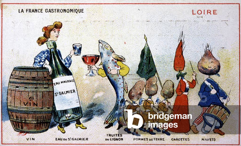 Culinary specialties of the Loire region, circa 1910 (illustration)