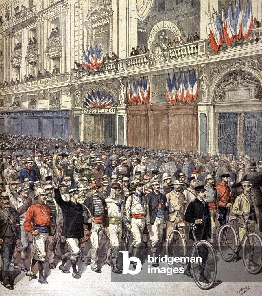Start of the Paris Belfort running race, 1892 (engraving)