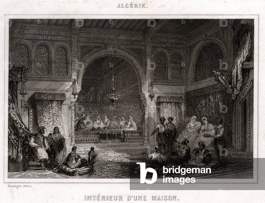 Interior in Algeria. (engraving, ca. 1840)