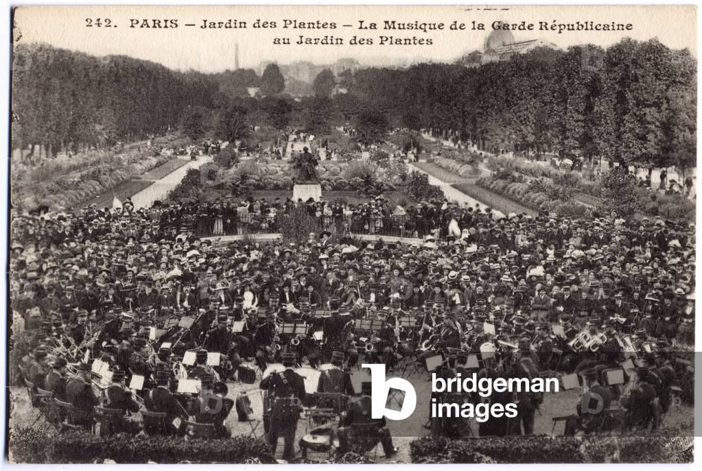 Geography. France. Paris. The Jardin des Plantes. Concert of the Republican Guard. Postcard, France, c.1910 (postcard)