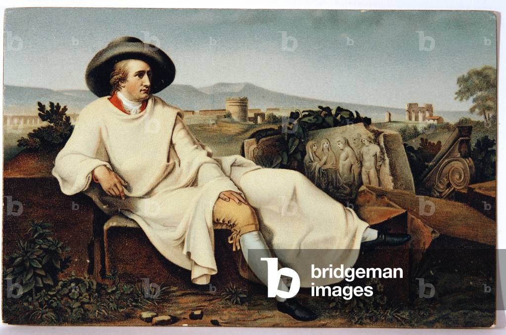 Literature. The german poet Johann Wolfgang von Goethe. Postcard by J.A. Tischbein, Germany, c.1900 (postcard)