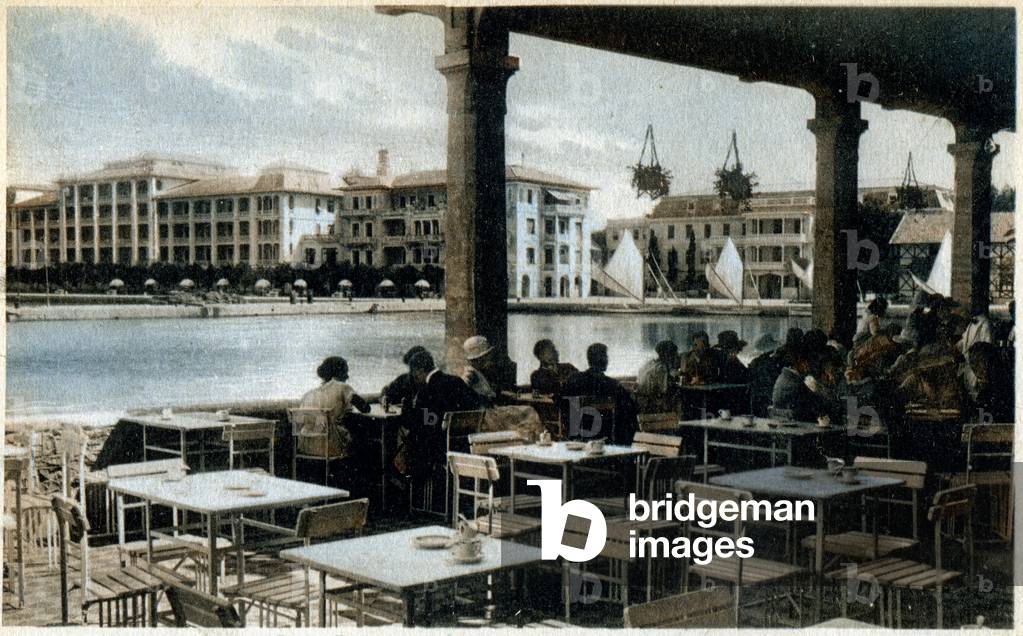 Geography. Croatia. Restaurant on the Brijuni Island (Brioni). Postcard, Italy, 1924. (postcard)