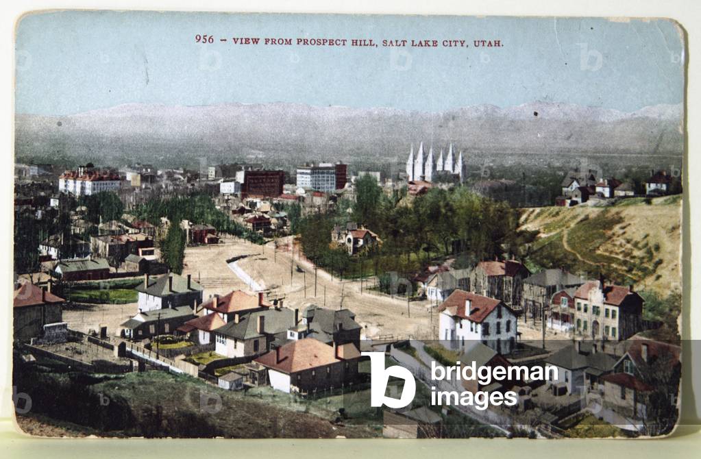Geography. USA. View from Prospect Hill, Salt Lake City. Postcard, USA, c.1910 (postcard)