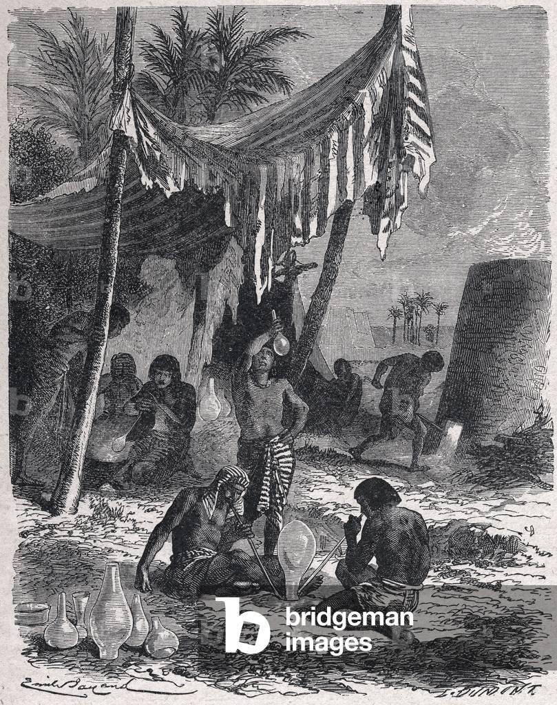 glassmaking in Ancient Egypt, c.1880 (engraving)