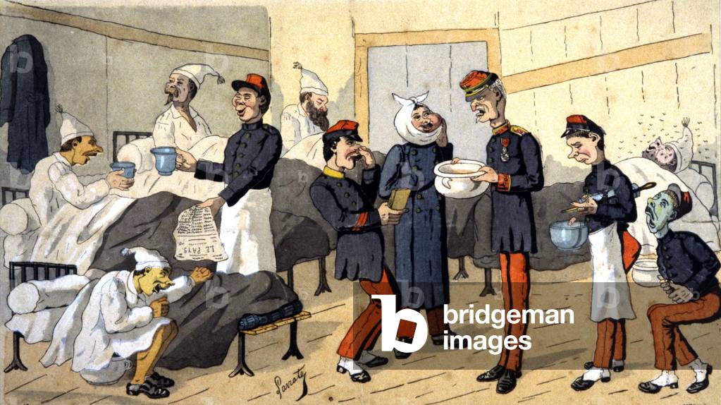Military medicine, infirmary, early 20th century (illustration)