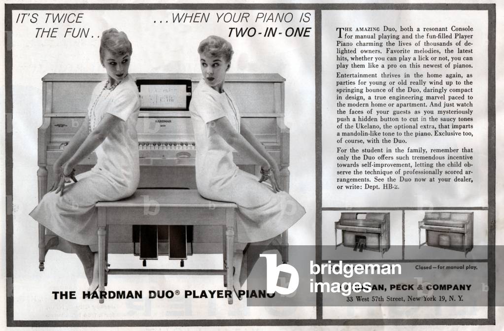 Piano mecanique. Duo player piano.