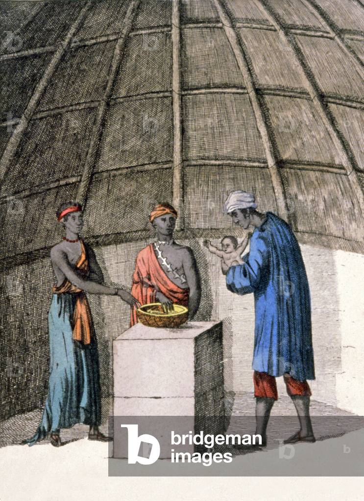 Ceremony of the name among the Mandingos, 1811 (engraving)