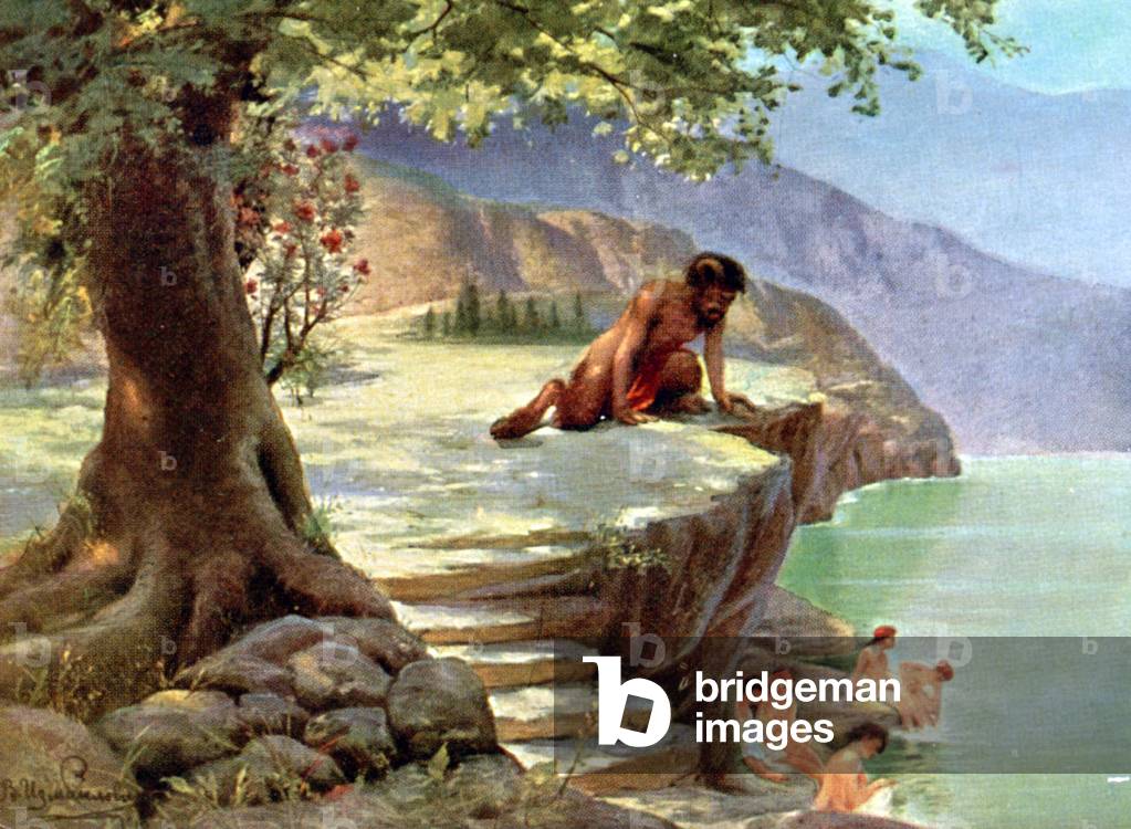 Inquisitive faun, c.1900 (postcard)