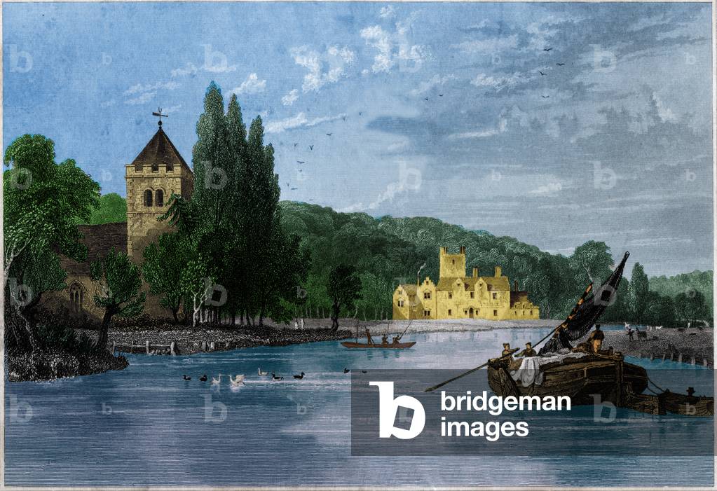 Abbey of Bisham, Commandery of the Templars, Earl of Berkshire. ca 1850 (Engraving)