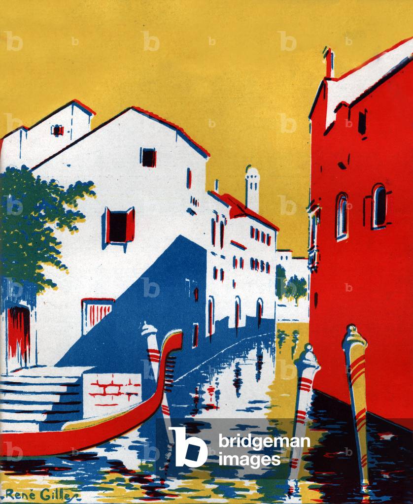 Canal in Venice. (engraving, circa 1930)