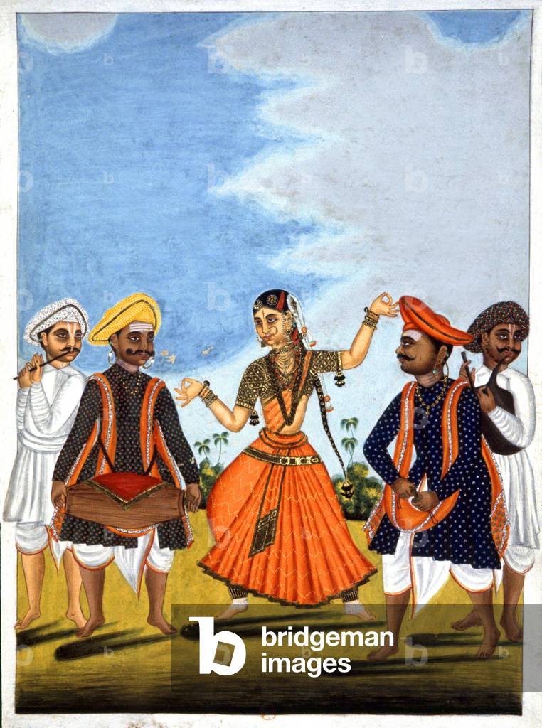Band and popular dance in India, mid 19th century (miniature)