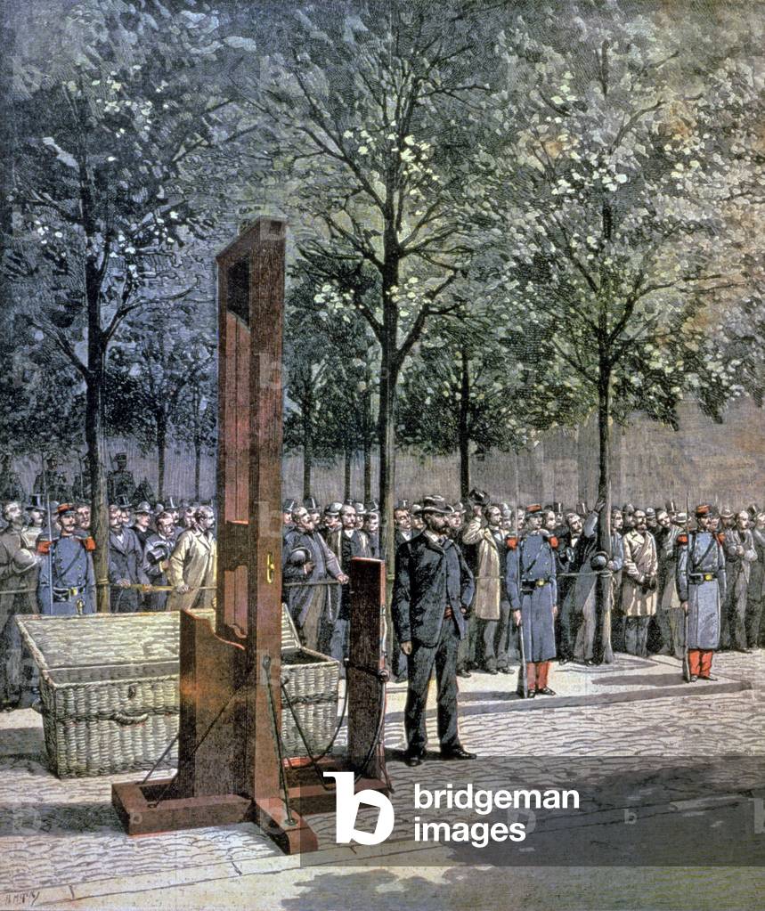 Execution by guillotine of the assassins of Courbevoie, 1891 (engraving)