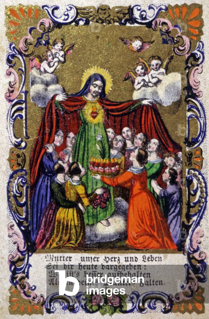 The Virgin, protector of young girls. c.1850 (illustration)