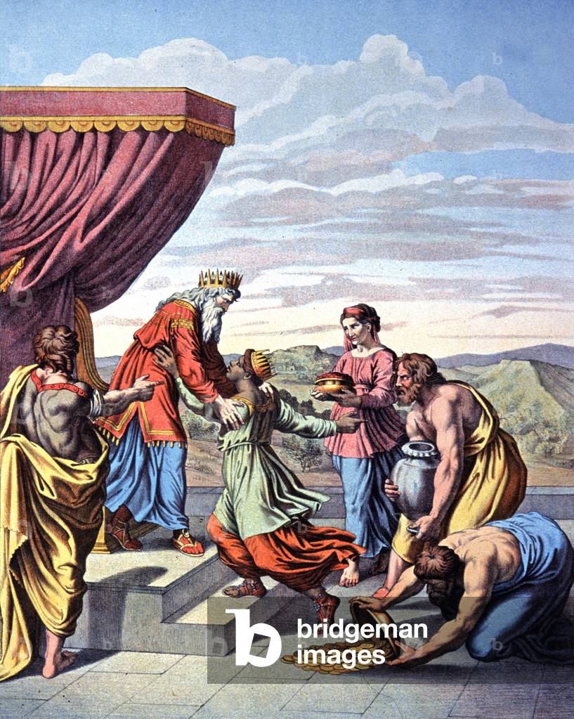 Meeting between the Queen of Sheba and the King of Solomon, c.1850 (litho)