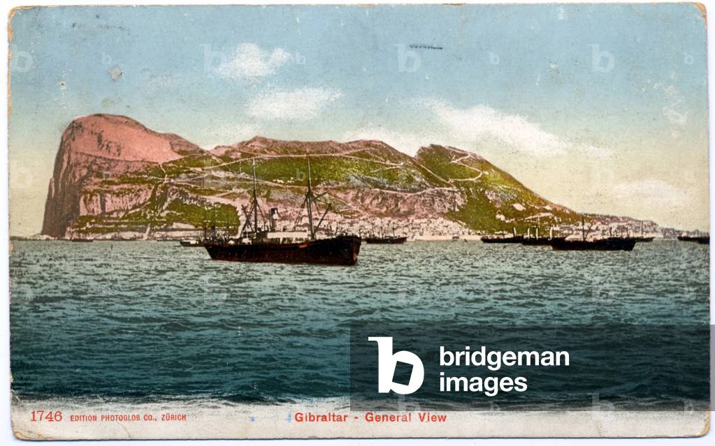 Geography. Spain. Gibraltar. Postcard, Switzerland, c.1907 (postcard)