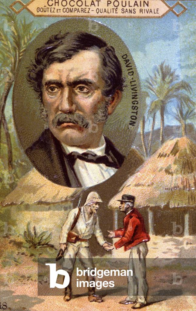 David Livingstone meets Stanley near Lake Tangayika in 1871, 19th century (print)
