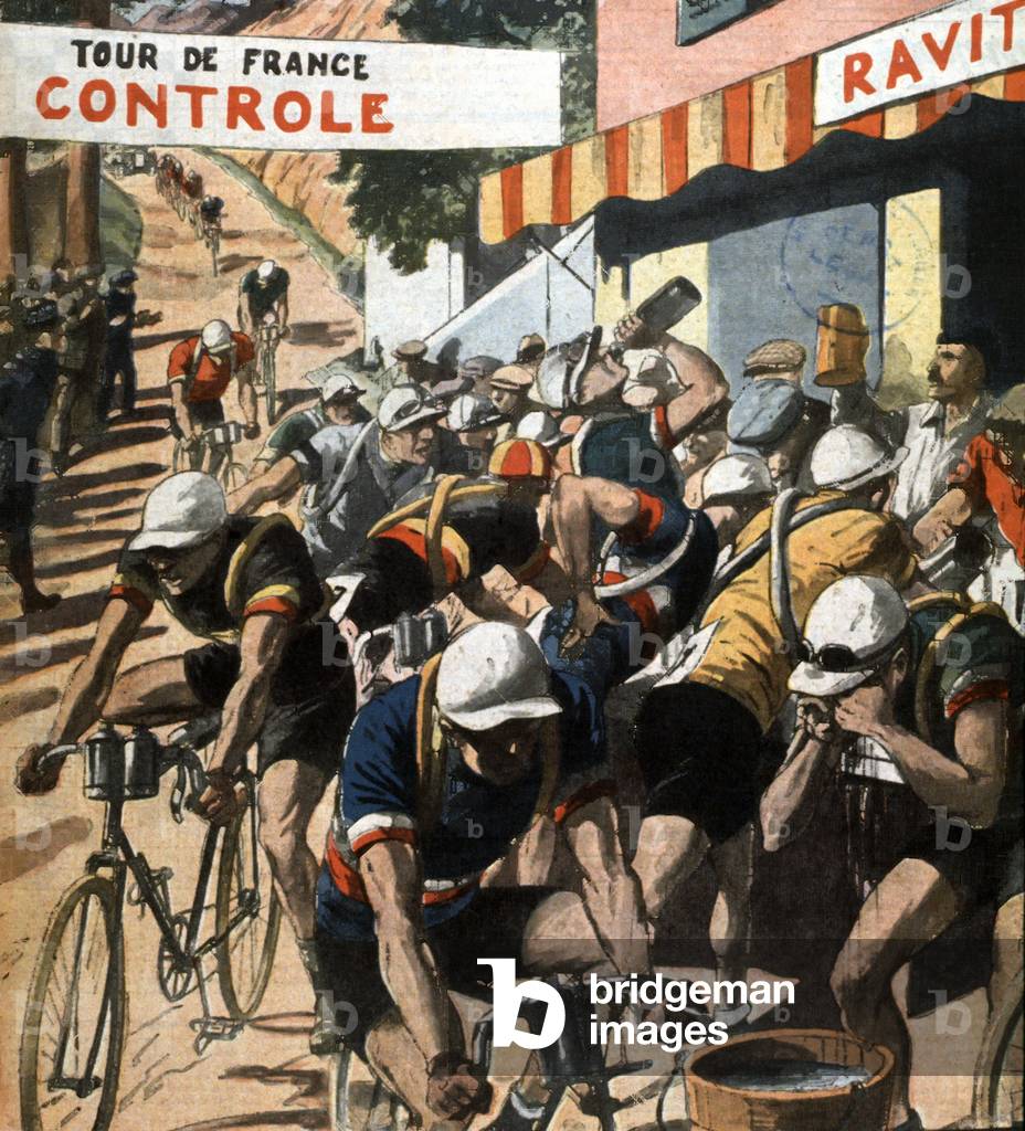 The Tour de France : cyclists are taking supplies, 1931 (print)