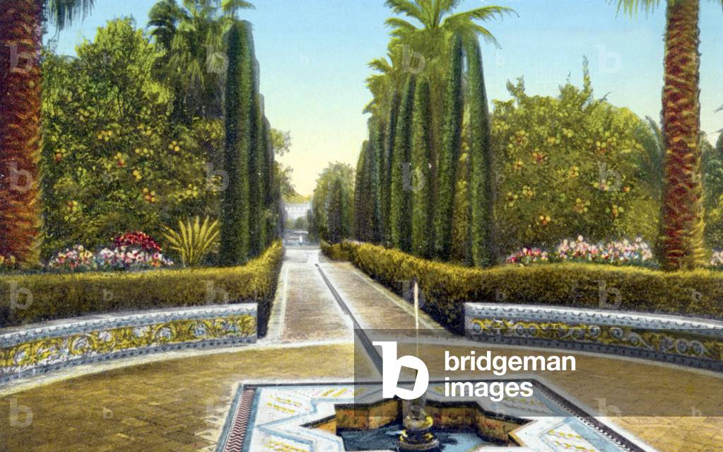 the gardens of Alcazar palace,  postcard c. 1920