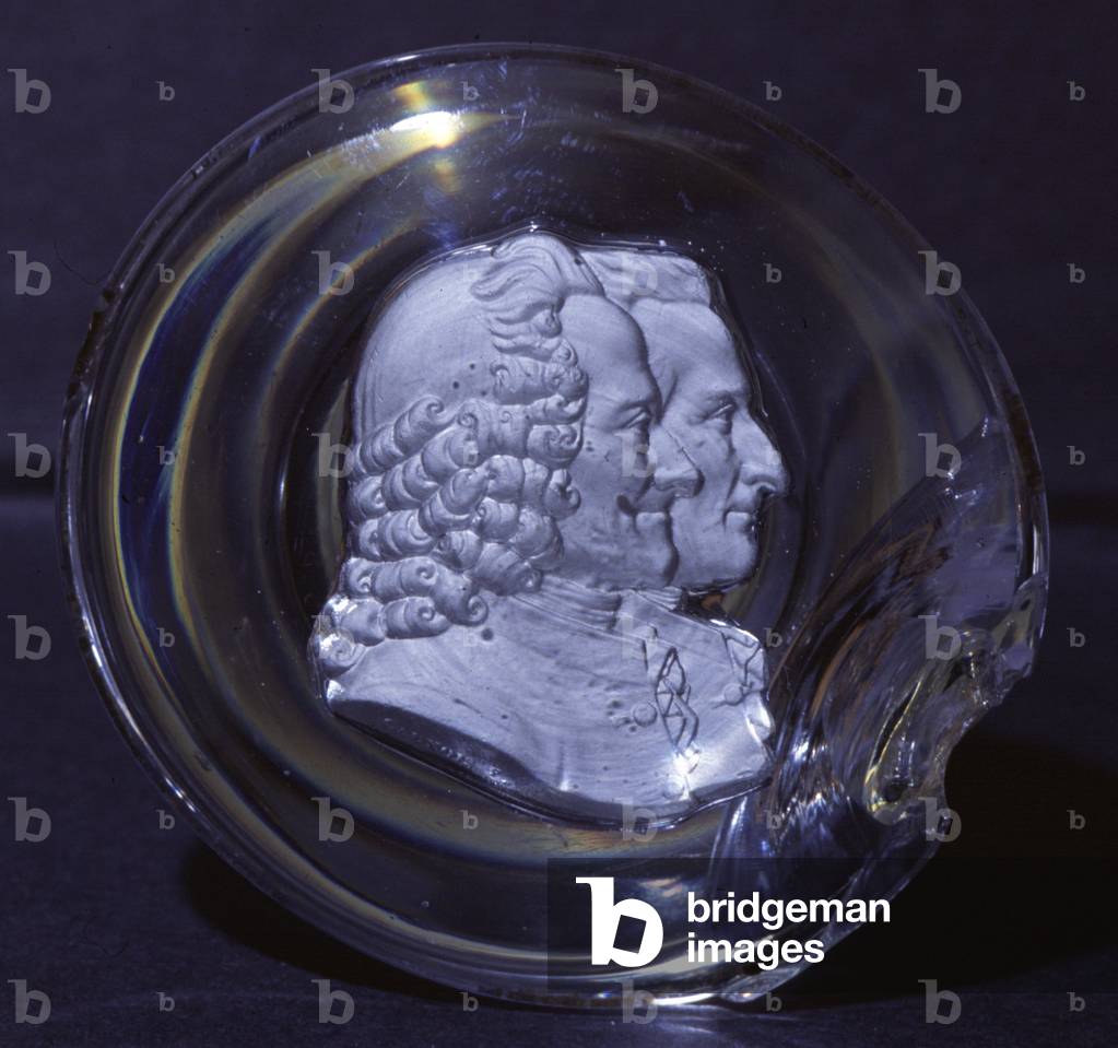 Literature. The french philosophers Voltaire and Jean Jacques Rousseau. Portraits sculpted in crystal glass, France, c.1820-30