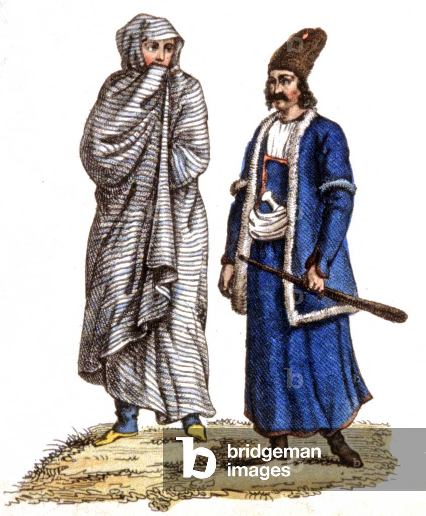 Persian couple, c.1830-40 (engraving)