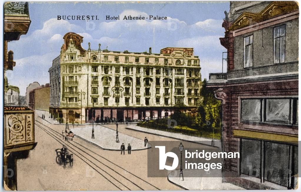 Geography. Romania. Bucarest. The Hotel Athene. Postcard, Romania, c.1920 (postcard)