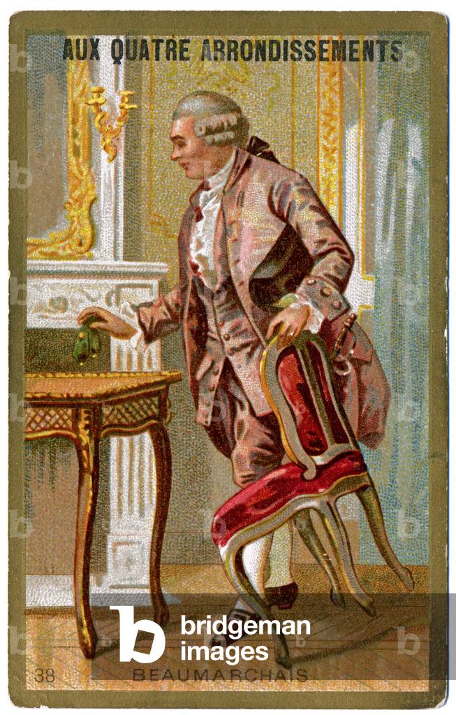 Literature. The french writer PIerre Augustin Caron de Beaumarchais (chromo)