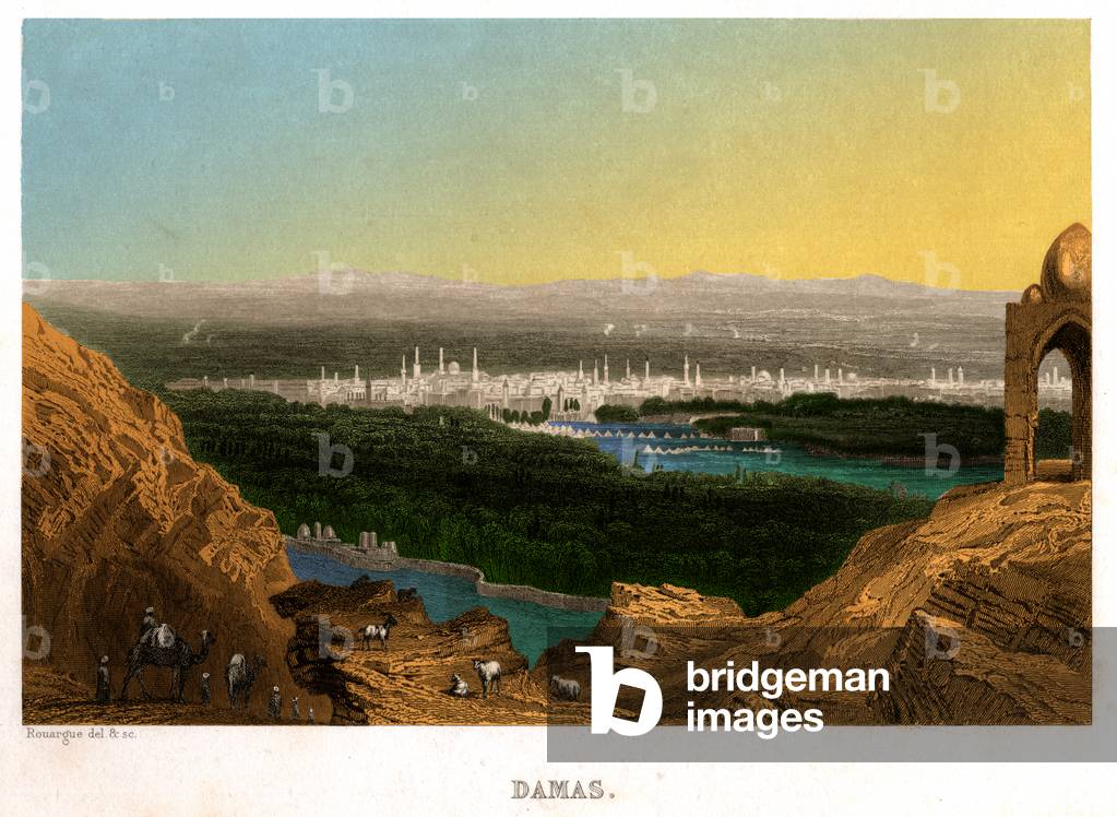 Damascus in Syria. (engraving, ca. 1850)