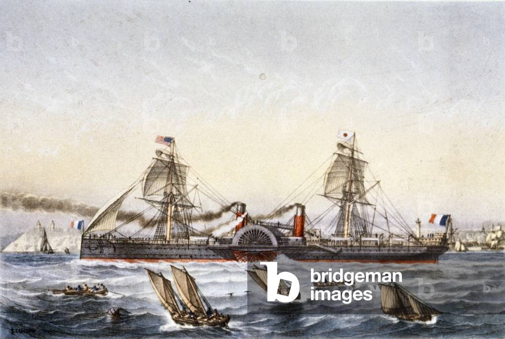 The Sailing and Steamboat Washington, 1864 (lithograph)