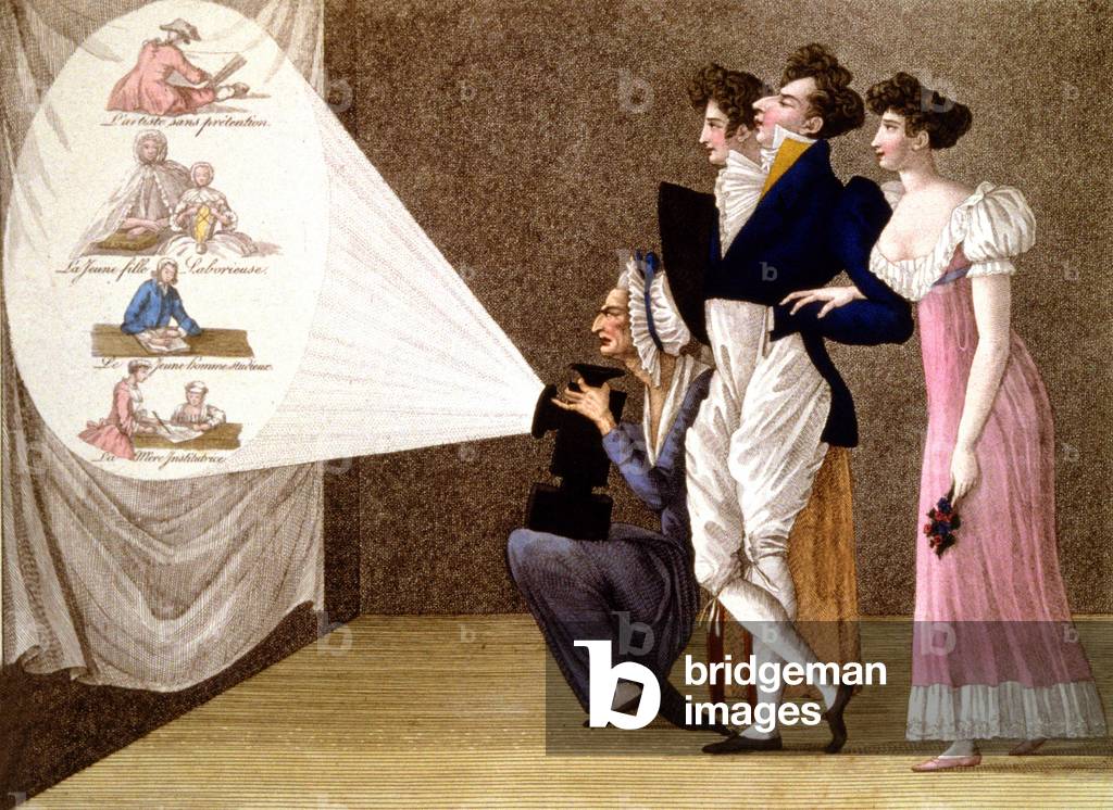 Magic lantern in Paris, c. 1810 (engraving)