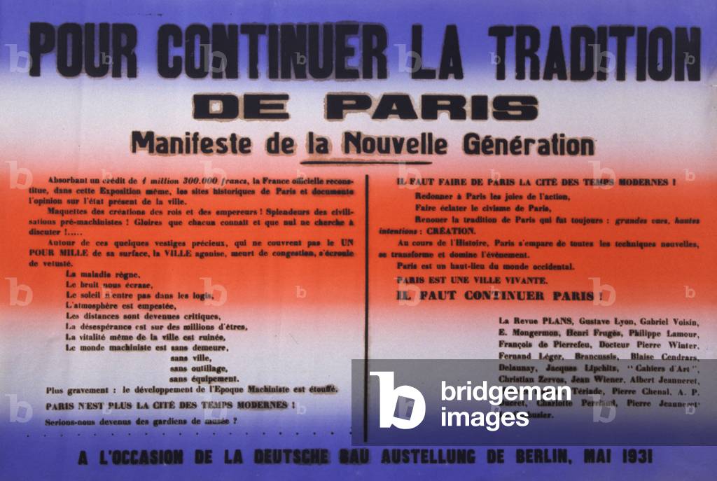 For the modernity of Paris, manifest, 1931 (poster)