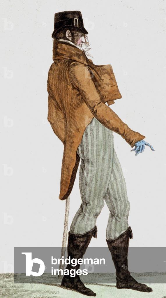 An Incroyable (fashionable young man), c.1800 (engraving)
