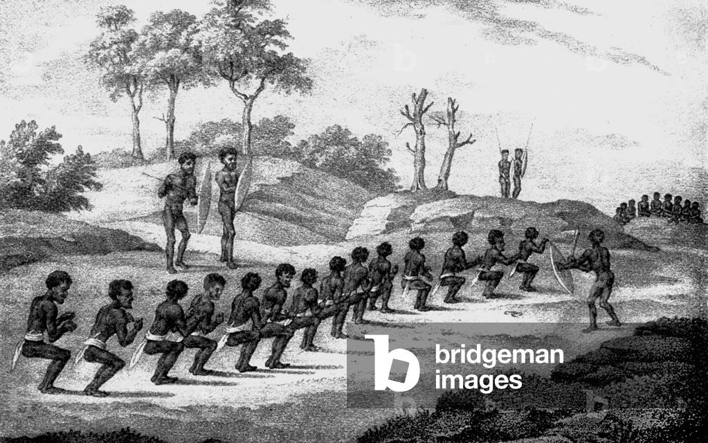 Aboriginal dance of Australia, c.1880 (engraving)