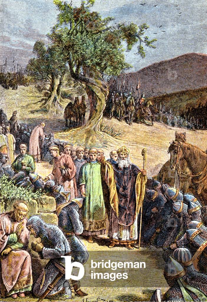 Prayers of the Knights before the Battle, early 20th century (illustration)