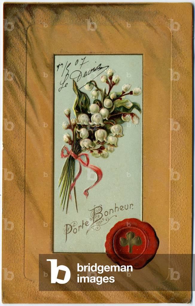 Science. Botany. Lily of the valley, amulet. Postcard, France, c.1920.