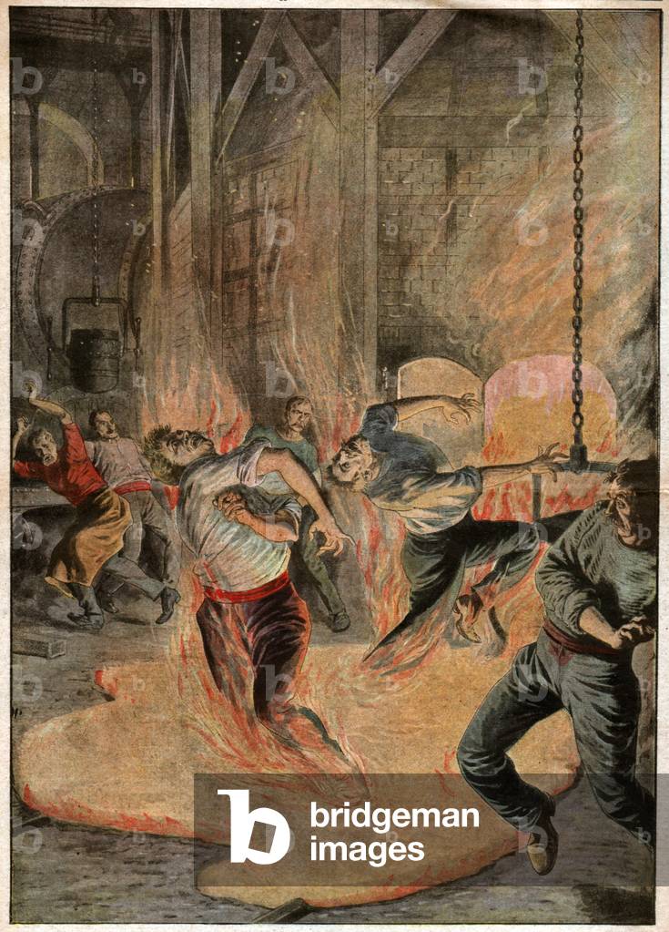 Accident in a factory, 1910 (print)