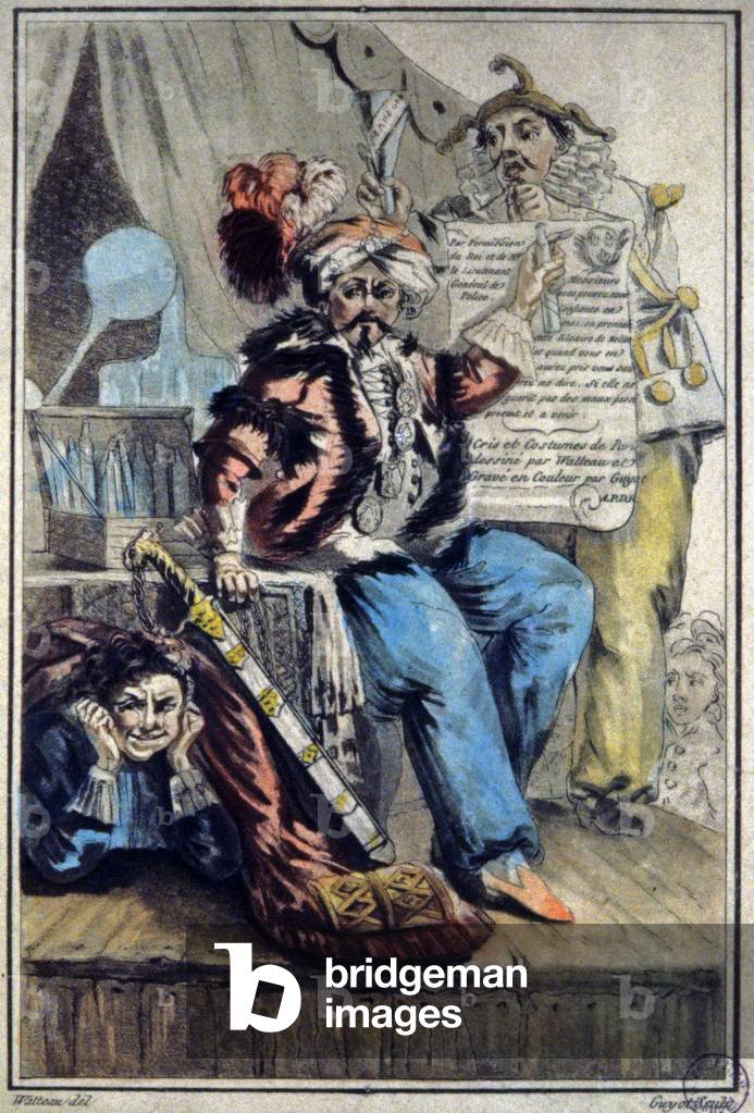 Le vendeur d'orviétan, ca. 1850-1900 (colored etching)