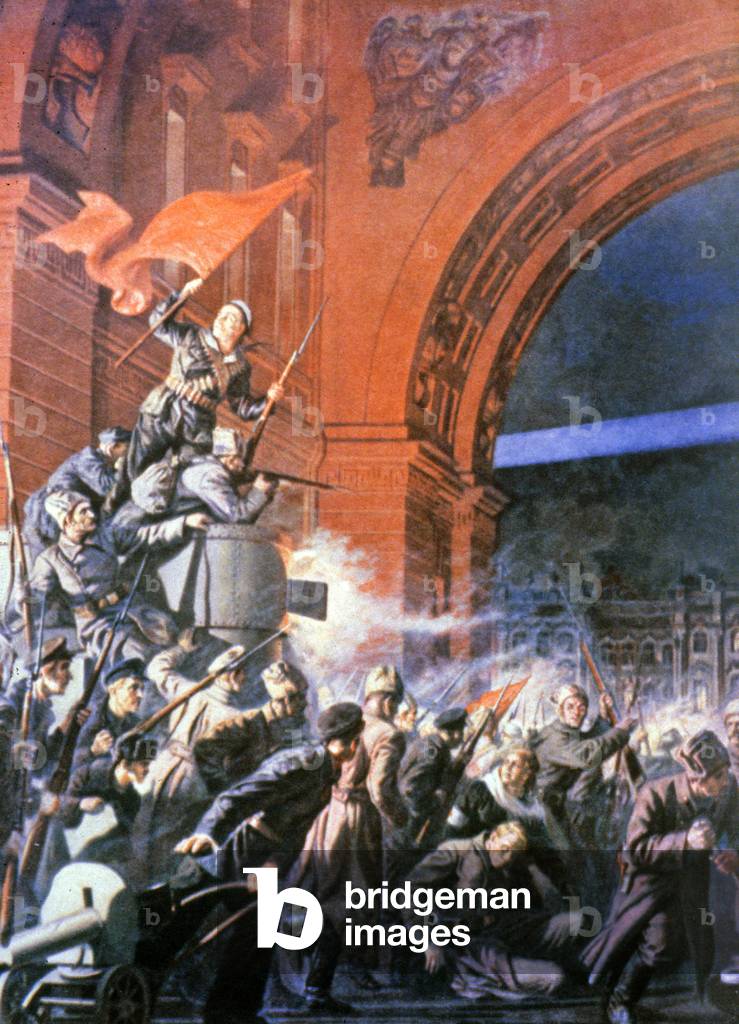 Street fights during the October Revolution, Russia, c.1920 (illustration)