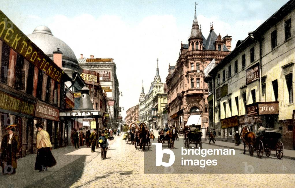 the Tverskaja street in Moscow, c. 1920-1930, postcard