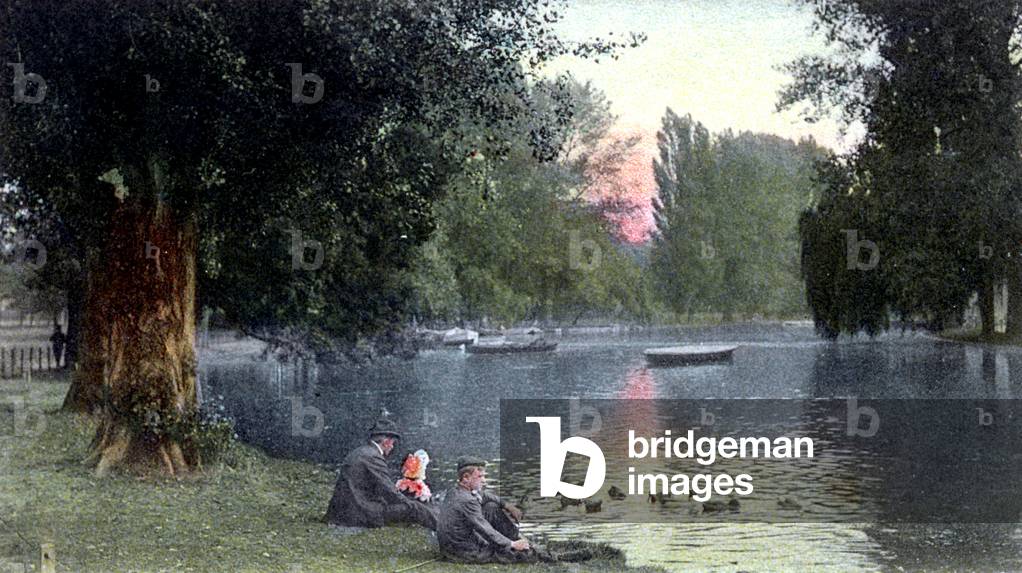 the lake of the Vincennes Woods in Paris c. 1910-1920, postcard