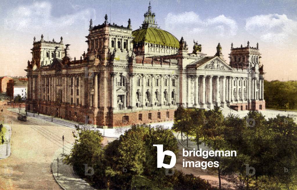 view of the Reichstag in Berlin. postcard c. 1900
