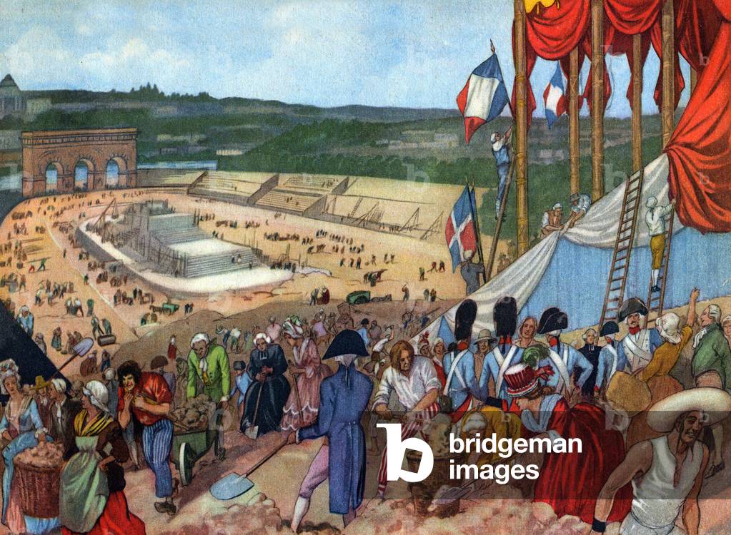 Preparations for Federation party in Paris in july 1790,  c. 1948 (illustration)