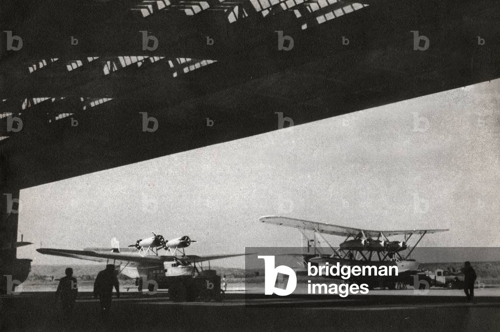 Air France Seaplanes. (b/w photo, 1936)